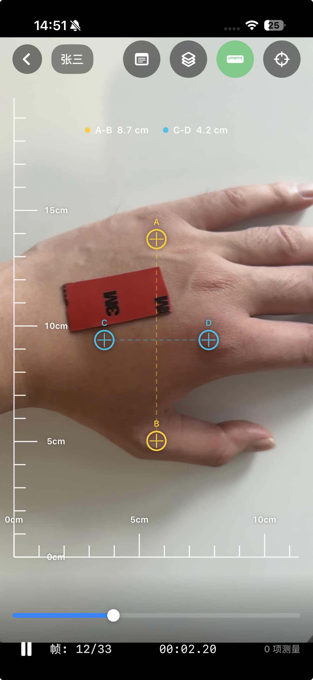 Playback interface with timeline and ruler